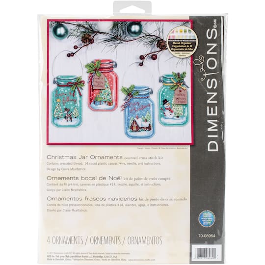 Dimensions&#xAE; Christmas Jar Ornaments Counted Cross Stitch Kit
